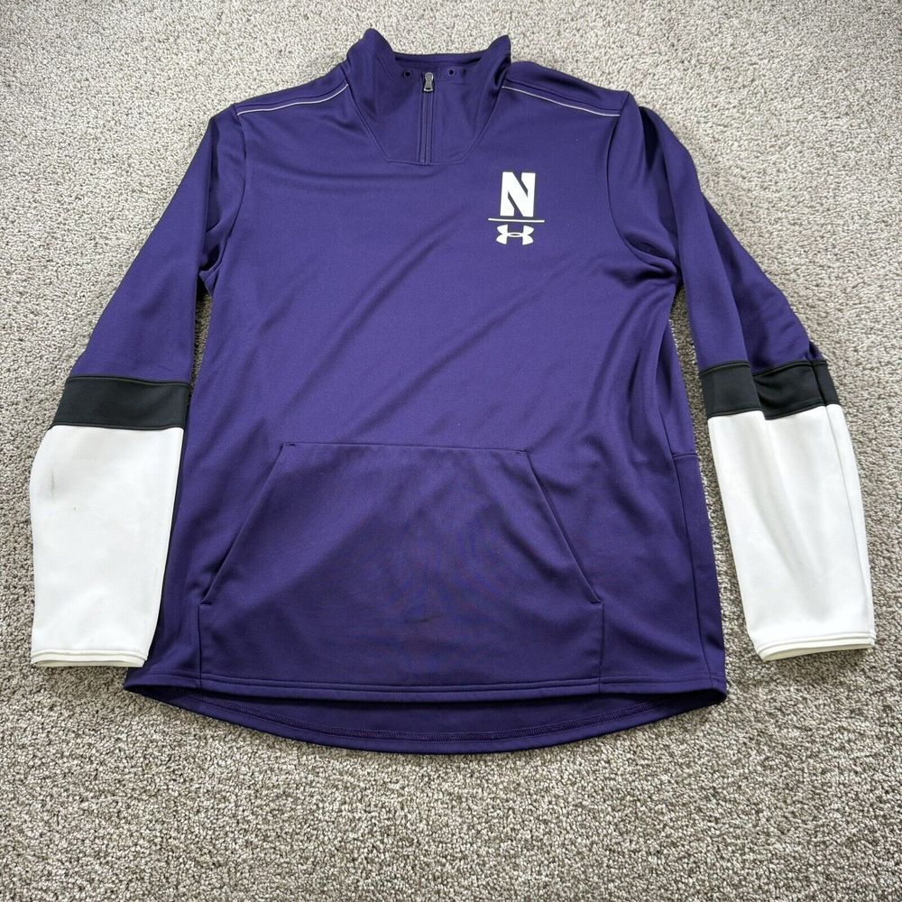 Northwestern Wildcats Under Armour Sweater Large Purple 1/4‎ Zip Streetwear NCAA